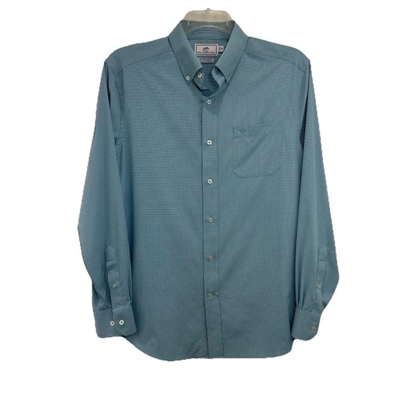 Southern Tide Intercoastal Shirt Men’s Medium Long Sleeve Blue Mini Check Brrr - Picture 1 of 10